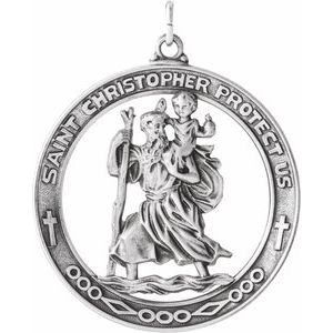 Sterling Silver 29 mm St. Christopher Medal - Siddiqui Jewelers