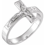 14K White 12 mm Crucifix Chastity Ring Size 7 - Siddiqui Jewelers