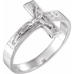 14K White 12 mm Crucifix Chastity Ring Size 7 - Siddiqui Jewelers