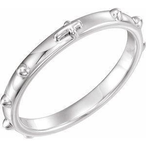 14K White Rosary Ring Size 6-Siddiqui Jewelers