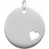 14K White Pierced Heart Engravable Disc Pendant - Siddiqui Jewelers