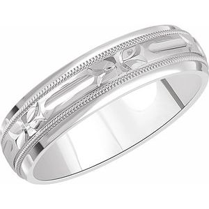 14K White 6 mm Carved Band with Milgrain Size 9 - Siddiqui Jewelers