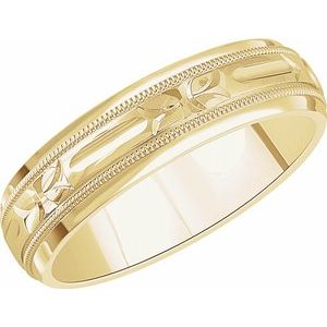 14K Yellow 6 mm Carved Band with Milgrain Size 10.5 - Siddiqui Jewelers