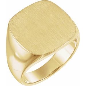 14K Yellow 18x18 mm Square Signet Ring - Siddiqui Jewelers