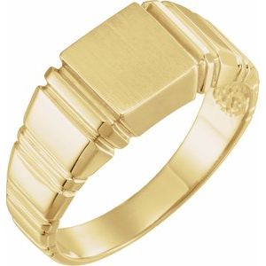 14K Yellow 11 mm Square Signet Ring - Siddiqui Jewelers