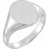 14K White 11x9.5 mm Oval Signet Ring-Siddiqui Jewelers