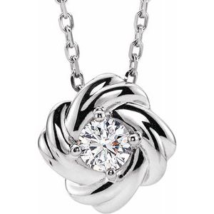 14K White 1/6 CTW Diamond Knot 16-18" Necklace - Siddiqui Jewelers