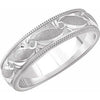 14K White 6 mm Carved Band with Milgrain Size 7 - Siddiqui Jewelers