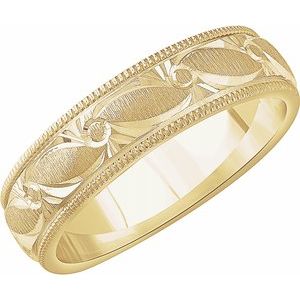 14K Yellow 6 mm Carved Band with Milgrain Size 11 - Siddiqui Jewelers