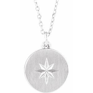 14K White Starburst Disc 16-18" Necklace - Siddiqui Jewelers