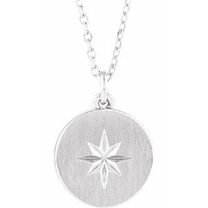 Sterling Silver Starburst Disc 16-18" Necklace - Siddiqui Jewelers