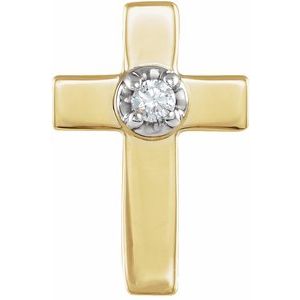 14K Yellow & White 9x7 mm .01 CTW Diamond Cross Lapel Pin - Siddiqui Jewelers