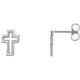 14K White Open Cross Earrings - Siddiqui Jewelers