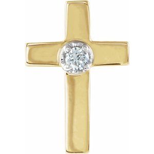 14K Yellow & White 11x8 mm .02 CTW Diamond Cross Lapel Pin - Siddiqui Jewelers