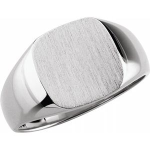 10K White 10x10 mm Square Signet Ring - Siddiqui Jewelers