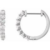 14K White 3/4 CTW Natural Diamond Hinged 15.25 mm Hoop Earrings Siddiqui Jewelers