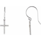 14K White 1/6 CTW Diamond Cross Earrings - Siddiqui Jewelers
