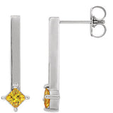 14K White Sapphire Bar Drop Earrings - Siddiqui Jewelers