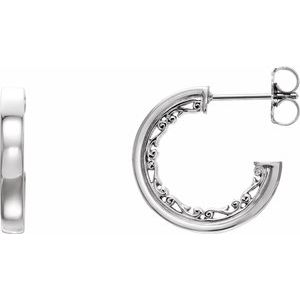 Platinum 16x2.6 mm Vintage-Inspired Hoop Earrings - Siddiqui Jewelers