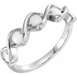 14K White Opal Stackable Ring - Siddiqui Jewelers