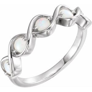Sterling Silver Opal Stackable Ring - Siddiqui Jewelers