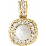14K Yellow White Freshwater Cultured Pearl & 1/4 CTW Diamond Pendant - Siddiqui Jewelers