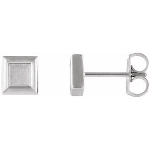 Platinum Square Petite Earrings - Siddiqui Jewelers