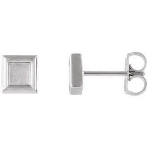 14K White Square Petite Earrings - Siddiqui Jewelers