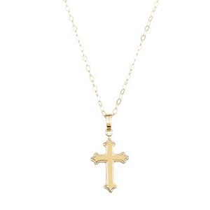 14K Yellow Cross 15" Necklace-Siddiqui Jewelers