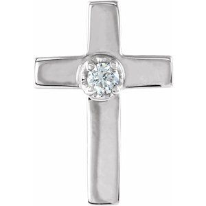 14K White 11x8 mm .02 CTW Diamond Cross Lapel Pin - Siddiqui Jewelers