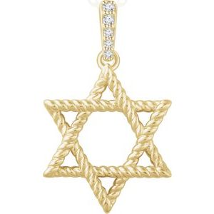 14K Yellow .025 CTW Diamond Star of David Pendant - Siddiqui Jewelers