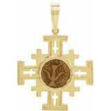 14K Yellow 31.25x31.75 mm Jerusalem Cross Pendant with Widow's Mite Coin - Siddiqui Jewelers