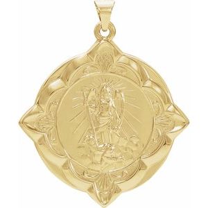 14K Yellow 31x31 mm St. Raphael Medal - Siddiqui Jewelers
