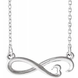 14K White Infinity-Inspired Heart 16-18" Necklace - Siddiqui Jewelers