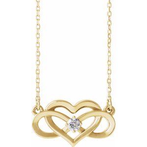 14K Yellow 1/10 CTW Diamond Infinity-Inspired Heart 16-18" Necklace - Siddiqui Jewelers