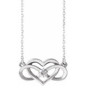 14K White 1/10 CTW Diamond Infinity-Inspired Heart 16-18" Necklace - Siddiqui Jewelers