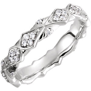 14K White 1/3 CTW Diamond Sculptural-Inspired Eternity Band Size 7.5 - Siddiqui Jewelers