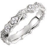 18K White 1/3 CTW Diamond Sculptural-Inspired Eternity Band Size 8 - Siddiqui Jewelers