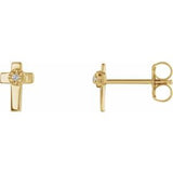 14K Yellow 7x5 mm .01 CTW Diamond Cross Earrings - Siddiqui Jewelers