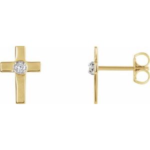 14K Yellow 10x6 mm .04 CTW Diamond Cross Earrings - Siddiqui Jewelers