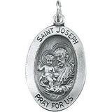 Sterling Silver 19x13.5 mm St. Joseph Oval Medal - Siddiqui Jewelers