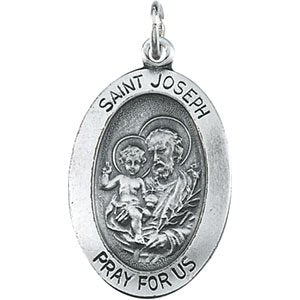 Sterling Silver 19x13.5 mm St. Joseph Oval Medal - Siddiqui Jewelers