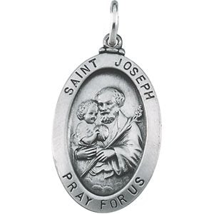 Sterling Silver 23.5x16 mm St. Joseph Oval Medal - Siddiqui Jewelers