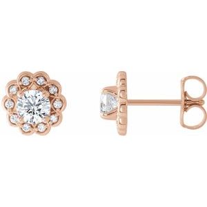 14K Rose 5/8 CTW Diamond Halo-Style Earrings - Siddiqui Jewelers