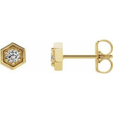 14K Yellow 1/8 CTW Diamond Hexagon Stud Earrings - Siddiqui Jewelers