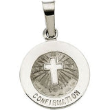 14K White 12 mm Confirmation Medal with Cross - Siddiqui Jewelers