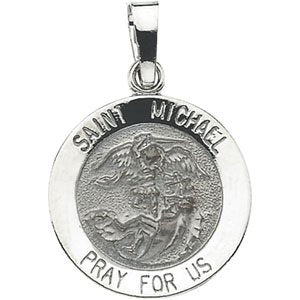 14K White 15 mm St. Michael Medal-Siddiqui Jewelers