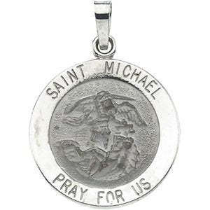 14K White 18 mm St. Michael Medal-Siddiqui Jewelers