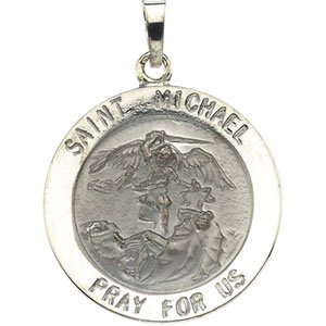 14K White 22 mm St. Michael Medal-Siddiqui Jewelers