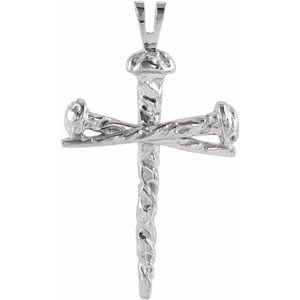 Sterling Silver 18x26 mm Nail Design Cross Pendant-Siddiqui Jewelers
